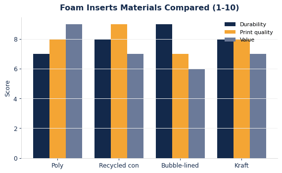 How common foam inserts materials compare on durability, print quality, and value.